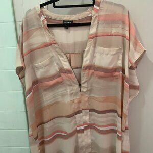 Torrid Womens Plus Size 1 orange Sheer Georgette Zip Front Blouse